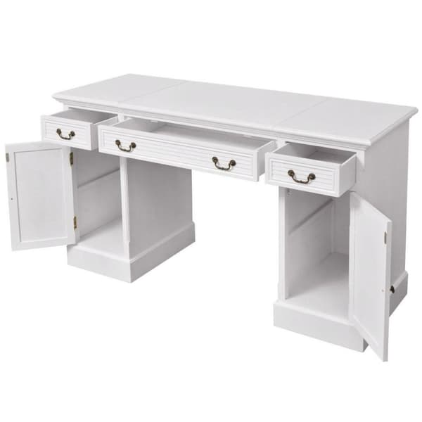 vidaXL dobbelt piedestal skrivebord hvidt 140x48x80 cm