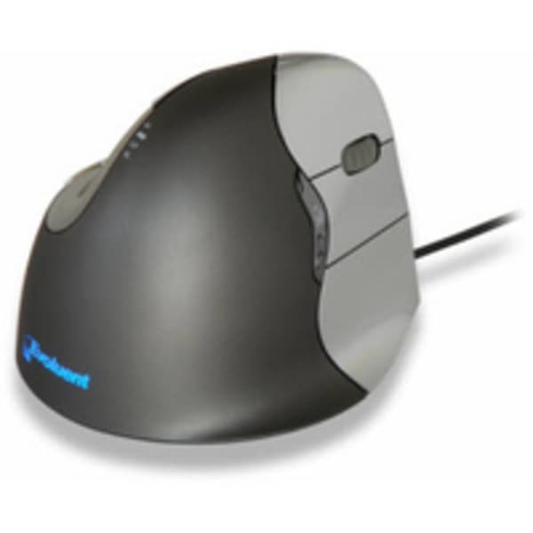 Evoluent Vertical Mouse 4 VM4R Ergonomisk mus USB Optisk Svart, Silver 6 Knappar 2800 dpi Ergonomisk