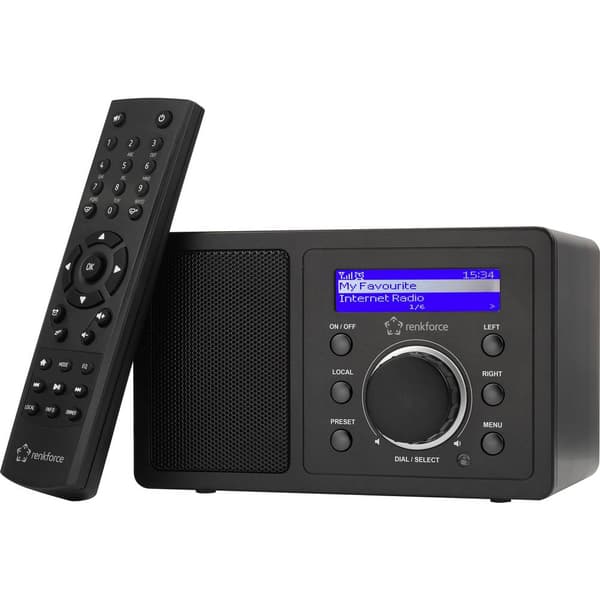 Renkforce RF-IR-MONO1 Internet-bordsradio Internet Bluetooth, AUX, WiFi DLNA-kompatibel Svart