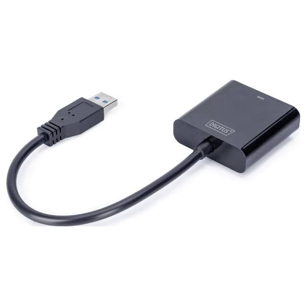 Digitus DA-70841 USB 3.0 / HDMI Adapter [1x USB 3.2 Gen 1 A hane (USB 3.0) - 1x HDMI hona] Svart Skärmad 15.00 cm