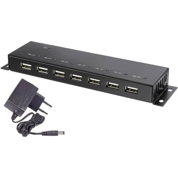 Renkforce RF-4791678 7 Port USB 2.0-Hub Metallhölje, väggfäste Svart