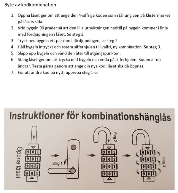 Hänglås kombinationslås 45mm
