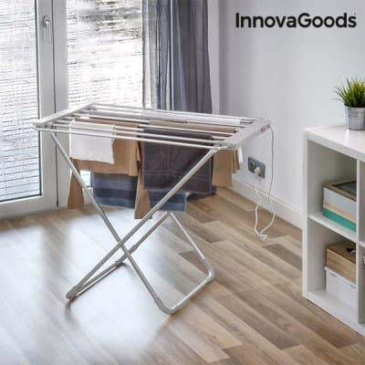 Elektrisk hopfällbar handdukstork InnovaGoods 100W Grå (6 ribbor)