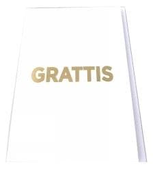 Grattiskort med kuvert Vitt med guldtext 13x19 cm