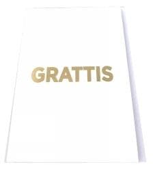 Grattiskort 4-pack med kuvert Vitt med guldig text 13x19 cm