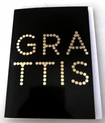 Grattiskort med kuvert Svart med guldprickig text