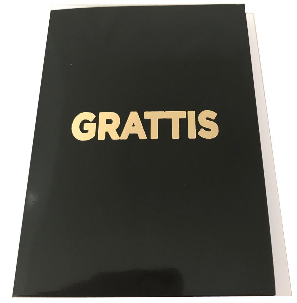 Grattiskort med kuvert Svart med guldtext
