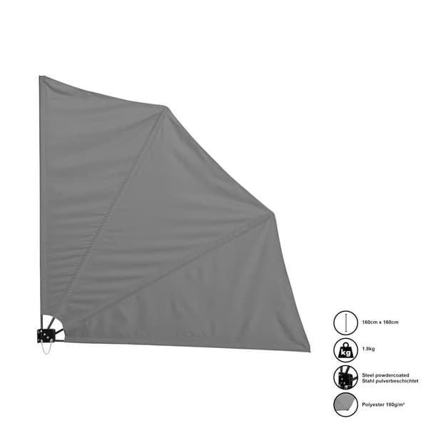 Väggmonterad markis Ragusa sidomarkis till balkong 160x160cm väderbeständig UV skydd grå [casa.pro]
