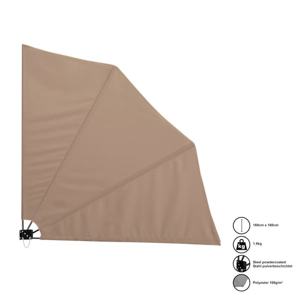 Väggmonterad markis Ragusa sidomarkis till balkong 160x160cm väderbeständig UV skydd beige [casa.pro]