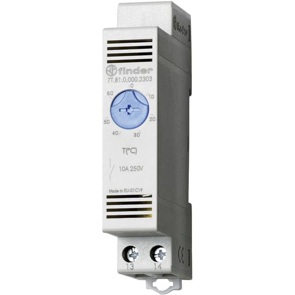 Finder Värmetermostat för skåp 7T.81.0.000.2303 250 V/AC 1 NO (L x B x H) 88.8 x 17.5 x 47.8 mm 1 st