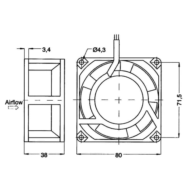 NMB Minebea 3115PS-23W-B30 Axialfläkt 230 V/AC 54 m³/h (L x B x H) 80 x 80 x 38 mm