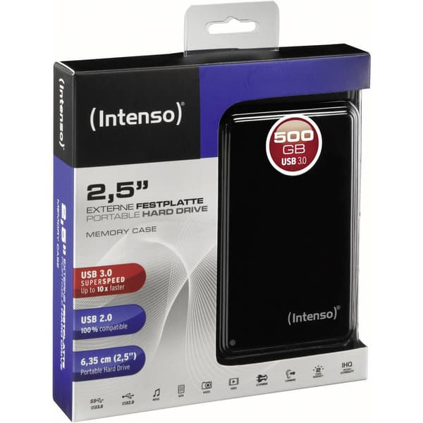 Intenso Memory Case 500 GB Extern hårddisk 2.5 USB 3.2 Gen 1 Svart 6021530
