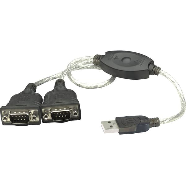 Manhattan Seriell, USB 1.1 Anslutningskabel [2x D-SUB hane 9-pol - 1x USB 2.0 A hane] 0.45 m Svart, Silver
