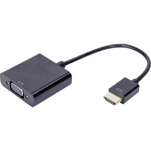 Digitus DA-70461 HDMI / VGA Adapter [1x HDMI hane - 1x VGA hona, Telejack 3.5 mm] Svart 10.00 cm