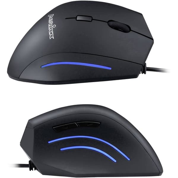 Perixx PERIMICE-508 Ergonomisk mus USB Optisk Svart 6 Knappar 1000 dpi Ergonomisk