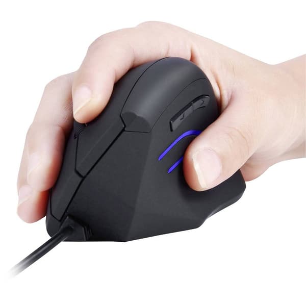 Perixx PERIMICE-508 Ergonomisk mus USB Optisk Svart 6 Knappar 1000 dpi Ergonomisk
