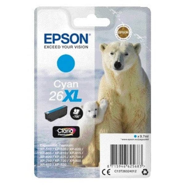 Epson Bläck T2632, 26XL Original Cyan C13T26324012