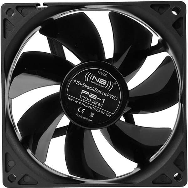 NoiseBlocker BlackSilent Pro PE-1 Chassi-fläkt Svart (B x H x D) 92 x 92 x 25 mm