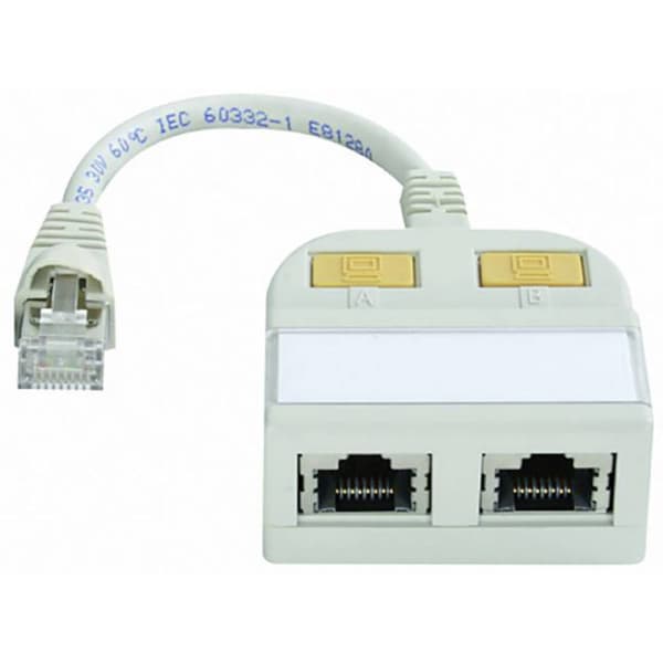 Telegärtner RJ45 Nätverk, ISDN Y-adapter [1x RJ45 hane - 2x RJ45 hona] 15.00 cm Grå-vit (RAL 7035)