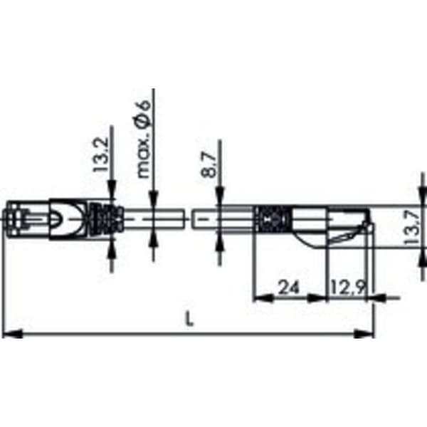 Telegärtner 100008829 RJ45 Nätverkkabel, Patchkabel CAT 6A S/FTP 7.50 m Blå Flamskyddsmedel, med låsskydd, Parskärmad,