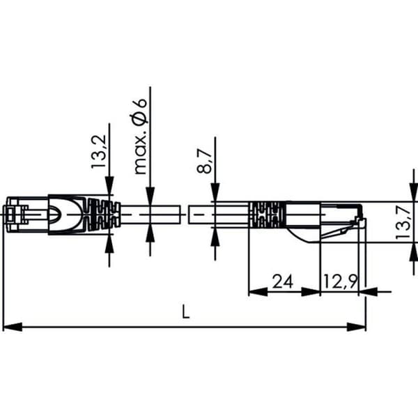 Telegärtner 100008829 RJ45 Nätverkkabel, Patchkabel CAT 6A S/FTP 7.50 m Blå Flamskyddsmedel, med låsskydd, Parskärmad,