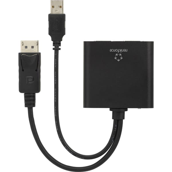 Renkforce RF-4758087 DisplayPort Adapter [1x DisplayPort hane - 2x DisplayPort hona] Svart 20.00 cm