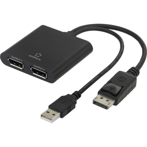 Renkforce RF-4758087 DisplayPort Adapter [1x DisplayPort hane - 2x DisplayPort hona] Svart 20.00 cm