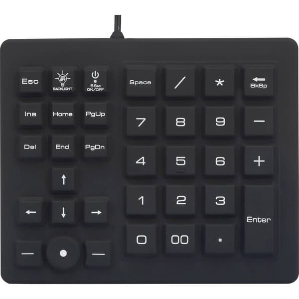 Renkforce Numeriskt tangentbord USB Stänkvattenskyddad, Dammskydd, Touch-knapp Svart