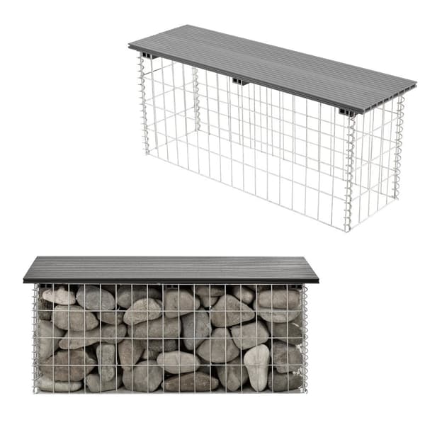 WPC Gabionbänk Stenkorg 100x30x45cm grå [pro.tec]