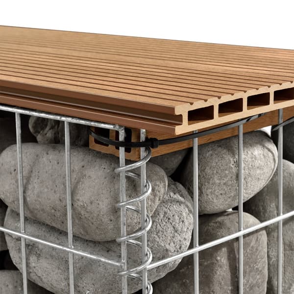 WPC Gabionbänk Stenkorg 100x30x45cm ljusbrun [pro.tec]