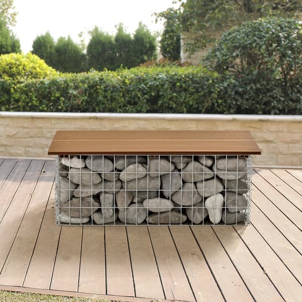 WPC Gabionbänk Stenkorg 100x30x45cm ljusbrun [pro.tec]
