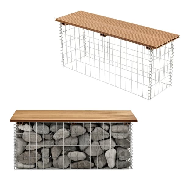WPC Gabionbänk Stenkorg 100x30x45cm ljusbrun [pro.tec]