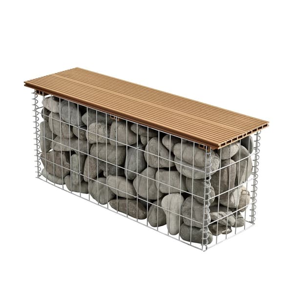 WPC Gabionbänk Stenkorg 100x30x45cm ljusbrun [pro.tec]