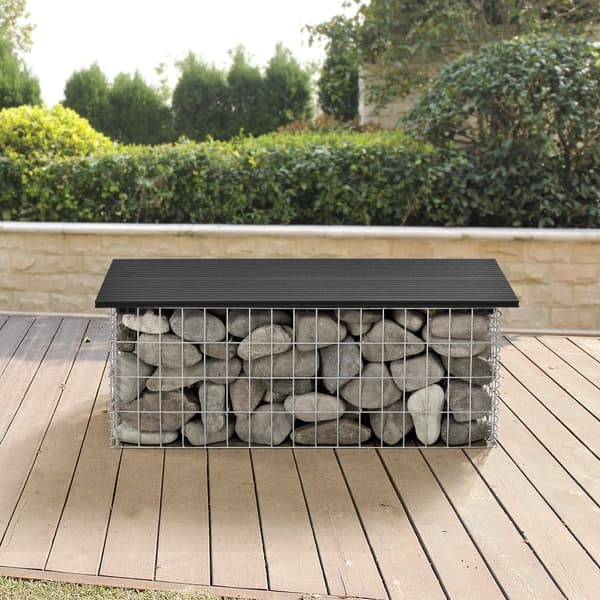 WPC Gabionbänk Stenkorg 100x30x45cm svart [pro.tec]