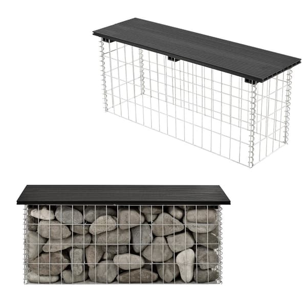 WPC Gabionbänk Stenkorg 100x30x45cm svart [pro.tec]