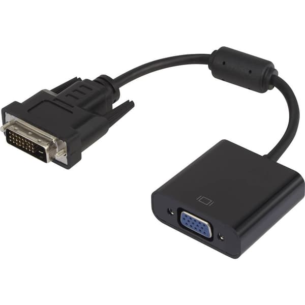 Renkforce RF-3301134 DVI / VGA Adapter [1x DVI-hane 24+1 pol - 1x VGA hona] Svart med ferritkärna, guldpläterad kontakt