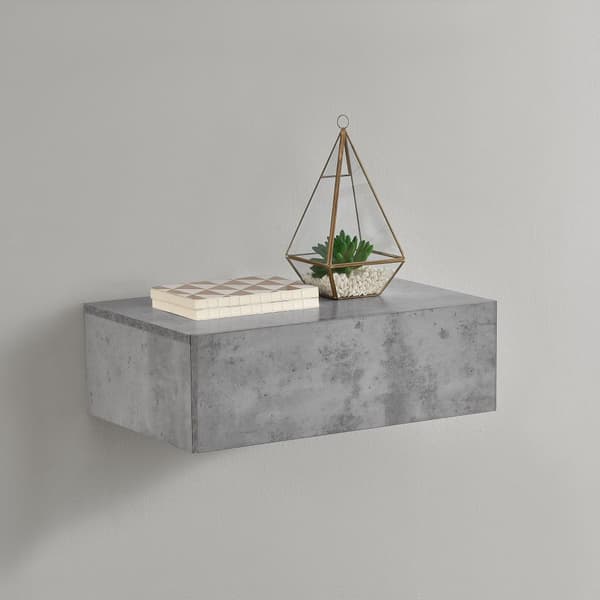 [en.casa]® Hylde/aflastningsbord Grethe sæt - 2 dele - med skuffe - 46x30x15cm - betonfarvet/mørkegrå