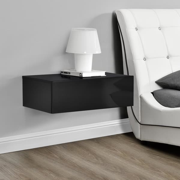 Hylla Sidensjö med låda set om 2 vit högglans svart högglans 46x30x15cm [en.casa]®