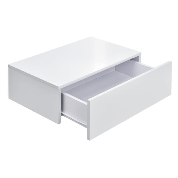 Hylla Sidensjö med låda set om 2 vit högglans svart högglans 46x30x15cm [en.casa]®