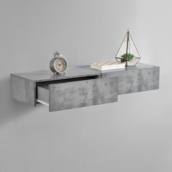 Hylla Sidensjö med låda set om 2 betongimitation 46x30x15cm [en.casa]®