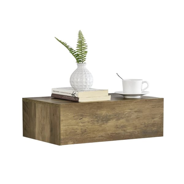 [en.casa]® Hylde/aflastningsbord Grethe - med skuffe - 46x30x15cm - træ udseende