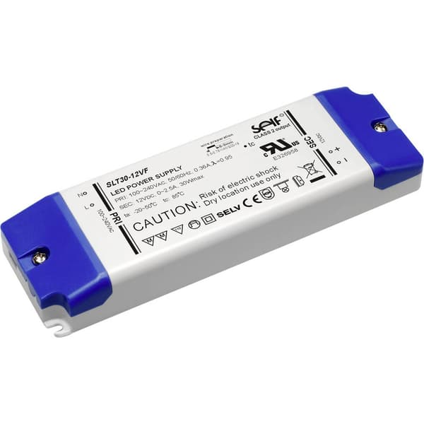 Self Electronics SLT30-12VFG LED transformator Konstantspänning 30 W 0 - 2.5 A 12 V/DC inte dimbar, möbelregistrering,