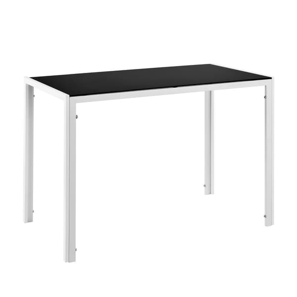 [en.casa]® Matbord Porvoo-glas-105x60x75cm-svart/vit-för 4 personer