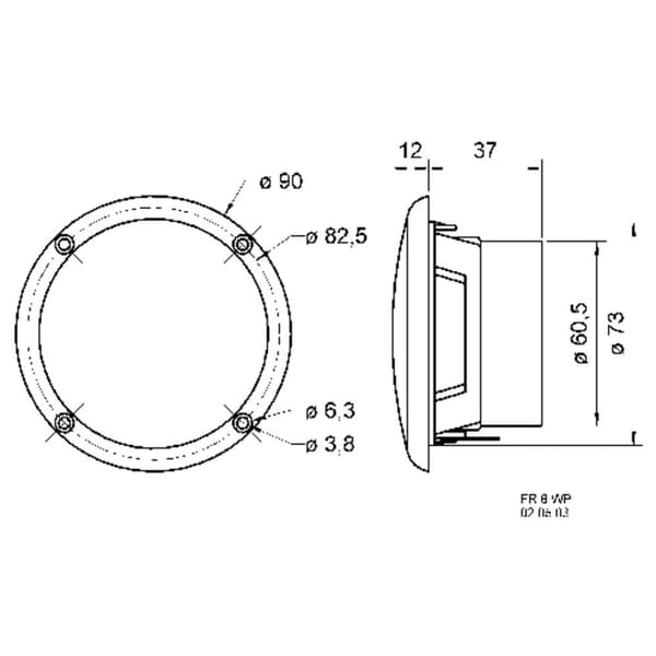 Visaton FR 8 WP - 8 Ohm 3.3 tum 8 cm Bredbandshögtalarelement 15 W 8 Ω Vit Havsvattenbeständig, Utomhushögtalare