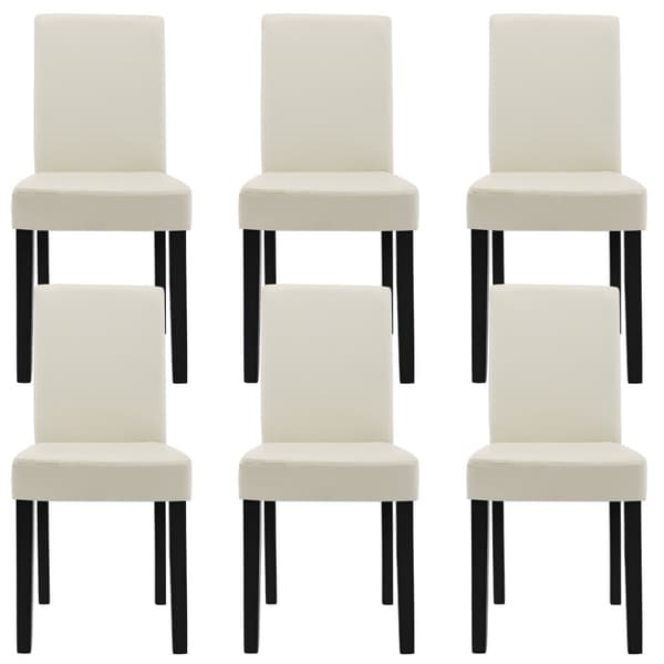 [en.casa]® Eleganttinen ruokailuryhmä 140 x 90 cm - pöytä + 6 tekonahkaa tuolia