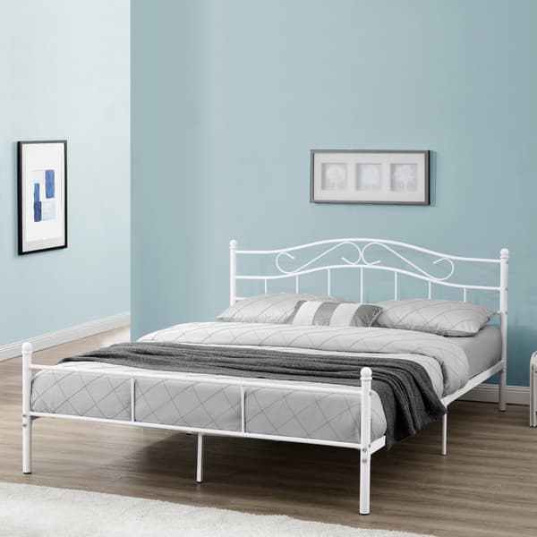 [en.casa]® Sengeramme Florenz - metal - 160x200cm - hvid