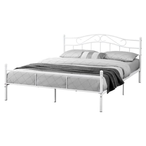 Sängstomme Florenz i metall vit 180x200cm [en.casa]