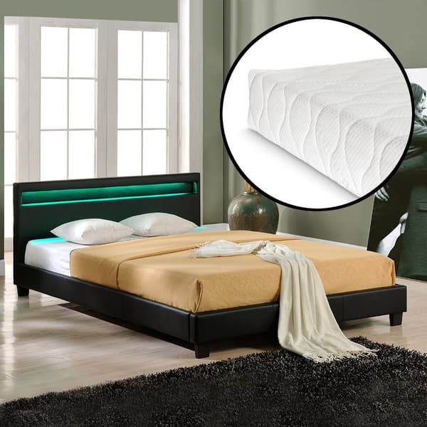 Corium® Tyylikäs verhoiltu sänky, PU tekonahka 210cm x 189cm musta
