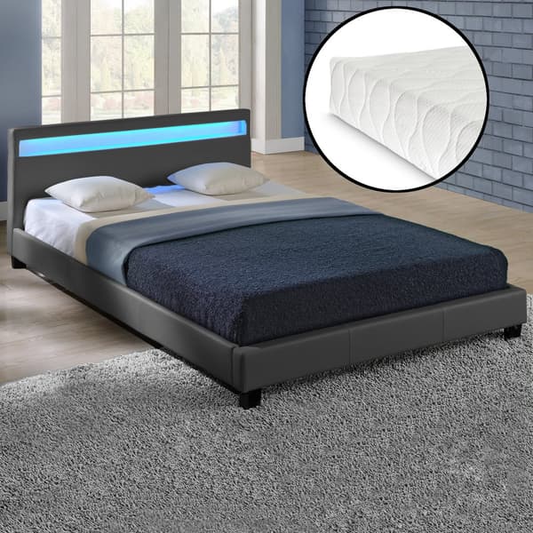 Corium® Tyylikäs verhoiltu sänky, PU tekonahka 210cm x 149cm tummanharmaa