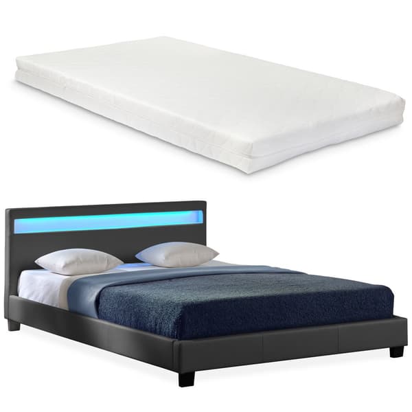 Corium® Tyylikäs verhoiltu sänky, PU tekonahka 210cm x 149cm tummanharmaa